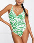 Фото #6 товара Peek & Beau Fuller Bust Exclusive underwire swimsuit in green zebra