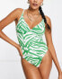 Peek & Beau Fuller Bust Exclusive underwire swimsuit in green zebra зеленая зебра, US 30DDD/F - фото #6