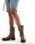 Glamorous Wide Fit harness biker boots in washed beige