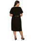 ფოტო #6 პროდუქტის Plus Size Belted Short-Sleeve Dress