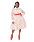 ფოტო #1 პროდუქტის Plus Size Pink & Red Flocked Hearts Tulle Swing Dress