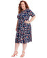 ფოტო #3 პროდუქტის Plus Size Printed Jersey A-Line Midi Dress