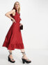 Фото #1 товара Vero Moda Aware cross front midi dress with frill detail in red