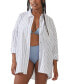 ფოტო #1 პროდუქტის Women's Striped Swing Beach Cover Up Shirt