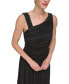 Women's Metallic-Knit Asymmetric-Neck Gown