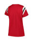 Women's Cardinal Arkansas Razorbacks Plus Size Striped Tailgate Crew Neck T-shirt