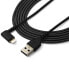 Фото #13 товара StarTech.com 6ft (2m) Durable USB A to Lightning Cable - Black 90° Right Angled Heavy Duty Rugged Aramid Fiber USB Type A to Lightning Charging/Sync Cord - Apple MFi Certified - iPhone - 2 m - Lightning - USB A - Male - Male - Black