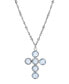 ფოტო #1 პროდუქტის Silver-Tone Light Blue Crystal Cross Necklace