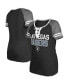 ფოტო #1 პროდუქტის Women's Black Las Vegas Raiders Raglan Lace-Up T-shirt