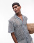 Фото #1 товара Topman short sleeve grid crochet shirt in blue