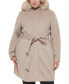 Фото #4 товара Women's Plus Size Faux-Fur-Trim Hooded Coat, Created for Macy's