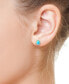 ფოტო #2 პროდუქტის EFFY® Turquoise & Diamond (1/5 ct. t.w.) Halo Stud Earrings in 14k Gold