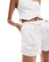 Фото #3 товара Bershka linen shorts co-ord in white