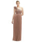 Фото #1 товара Dramatic Ruffle Edge One-Shoulder Metallic Pleated Maxi Dress