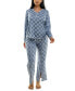 Women's 2-Pc. Printed Henley Pajamas Set