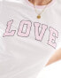 Фото #4 товара ONLY boxy fit t-shirt with love print in white