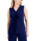 ფოტო #1 პროდუქტის Petite V-Neck Twist-Front Sleeveless Top