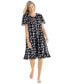 ფოტო #1 პროდუქტის Plus Size Short Floral Print Cotton Gown