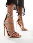 Simmi London Elba barely there embellished strap sandal in Rose Gold Snake