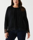 ფოტო #1 პროდუქტის Plus Size Lace Trim Long Sleeve Button Cardigan Sweater