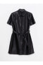 Фото #12 товара LCW Vision Düz Kısa Kollu Deri Görünümlü Kadın Gömlek Elbise