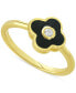 ფოტო #1 პროდუქტის Cubic Zirconia & Black Enamel Clover Ring in 14k Gold-Plated Sterling Silver, Created for Macy's