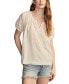 ფოტო #1 პროდუქტის Women's Short-Sleeve Cutwork Cotton Peasant Top