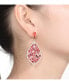 ფოტო #2 პროდუქტის Sterling Silver with Rose Gold Plated and Ruby Cubic Zirconia Drop Earrings