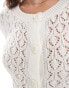 Фото #3 товара ASOS DESIGN knitted short sleeve cardigan in stitch detail in cream