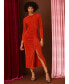 Фото #4 товара Women's Ruched Long-Sleeve Midi Dress