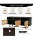 Фото #4 товара Retro Rattan TV Stand 3-Door Media Console With Open Shelves For TV Stand Under 75"