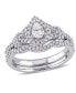 ფოტო #1 პროდუქტის Certified Diamond (7/8 ct. t.w.) Pear-Shape Halo Split Shank Bridal Set in 14k White Gold