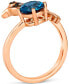 ფოტო #2 პროდუქტის Deep Sea Blue Topaz (1-3/8 ct. t.w.) & Diamond (1/3 ct. t.w.) Hummingbird Ring in 14k Rose Gold