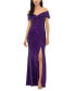 Фото #1 товара Women's Off-The-Shoulder Side-Slit Sequin Gown