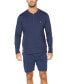 ფოტო #5 პროდუქტის Men's Soft, Breathable Long Sleeve Henley Pajama Shirt