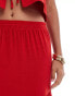 Фото #3 товара Miss Selfridge linen tiered maxi skirt in red