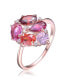 Sterling Silver with Rose Gold Plated Ruby Cubic Zirconia Coctail Ring