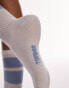 Topshop sporty ribbed socks with light blue stripes in white