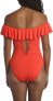 Фото #3 товара La Blanca 281070 Women's Goddess Off Shoulder Ruffle One Piece Swimsuit, Size 12