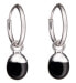 Round silver earrings with Onyx