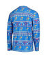 Men's Royal Kansas Jayhawks Ugly Sweater Long Sleeve T-shirt and Pants Sleep Set