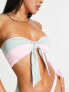 Фото #1 товара ASOS DESIGN bandeau bunny tie front bikini top in pastel colour block