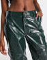 Фото #8 товара AFRM wide leg faux leather cargo trouser in dark green