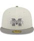 Фото #3 товара Men's Stone, Gray Mississippi State Bulldogs Chrome & Concrete 59FIFTY Fitted Hat