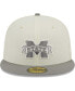 ფოტო #3 პროდუქტის Men's Stone, Gray Mississippi State Bulldogs Chrome & Concrete 59FIFTY Fitted Hat