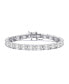 ფოტო #1 პროდუქტის Sterling Silver with White Gold Plated Clear Emerald and Round Cubic Zirconia Cluster Rectangular Link Bracelet