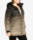 Plus Size Indi Print Puffer Hooded Jacket