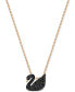 Фото #1 товара Swarovski rose Gold-Tone Crystal Pavé Black Swan 14-7/8" Pendant Necklace