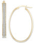 ფოტო #1 პროდუქტის Polished Oval Glitter Hoop Earrings in 14k Gold, 1-1/4"