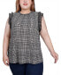 ფოტო #1 პროდუქტის Plus Size Sleeveless Crepe Top with Chiffon Ruffles